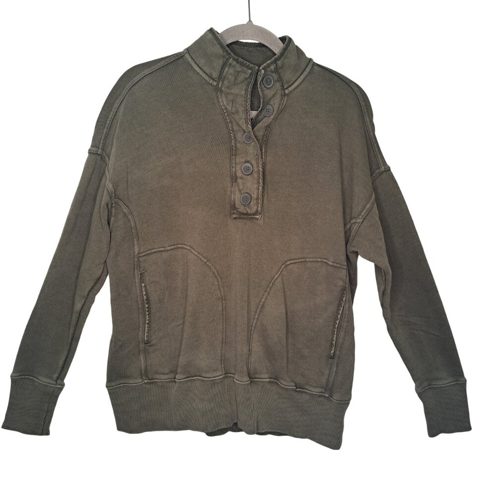 Aerie Green Grunge Pullover Sweater with Buttons Size XS